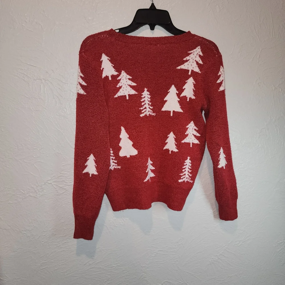 Red Christmas sweater White Christmas Trees - Picture 2 of 3